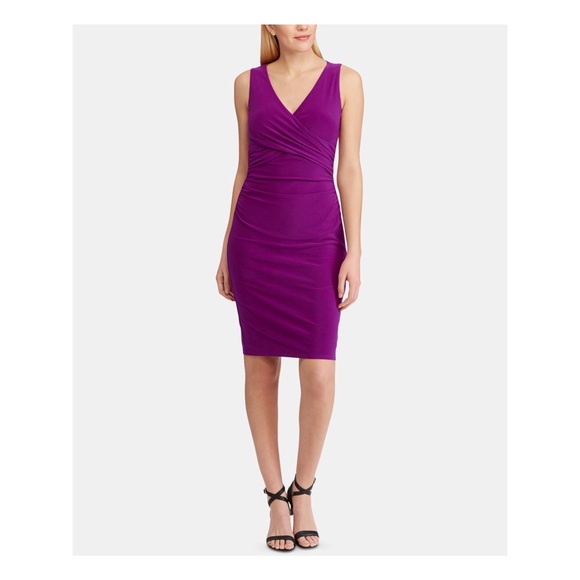 SOLD!! RALPH LAUREN FAUX WRAP DRESS VIVID VIOLET || 8 - Picture 3 of 8